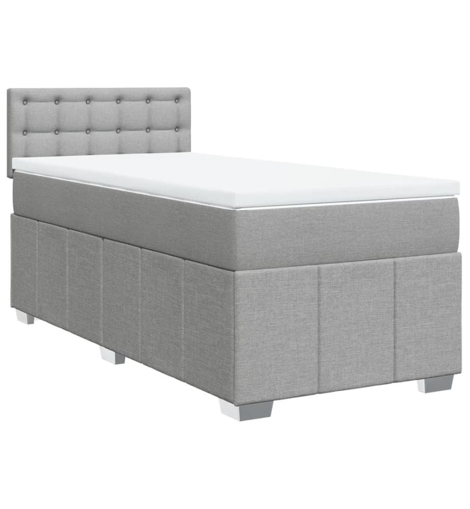 Boxspringbett mit Matratze Hellgrau 90x200 cm Stoff