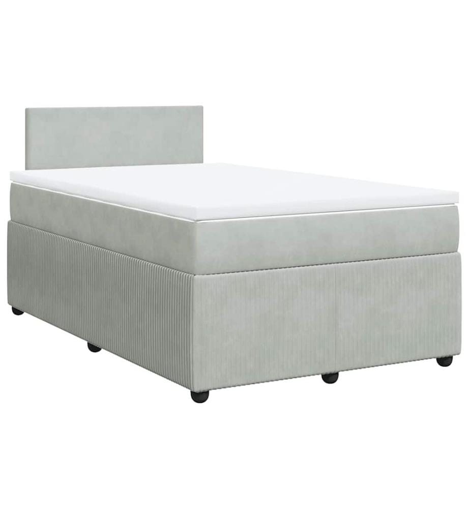 Boxspringbett mit Matratze Hellgrau 120x190 cm Samt