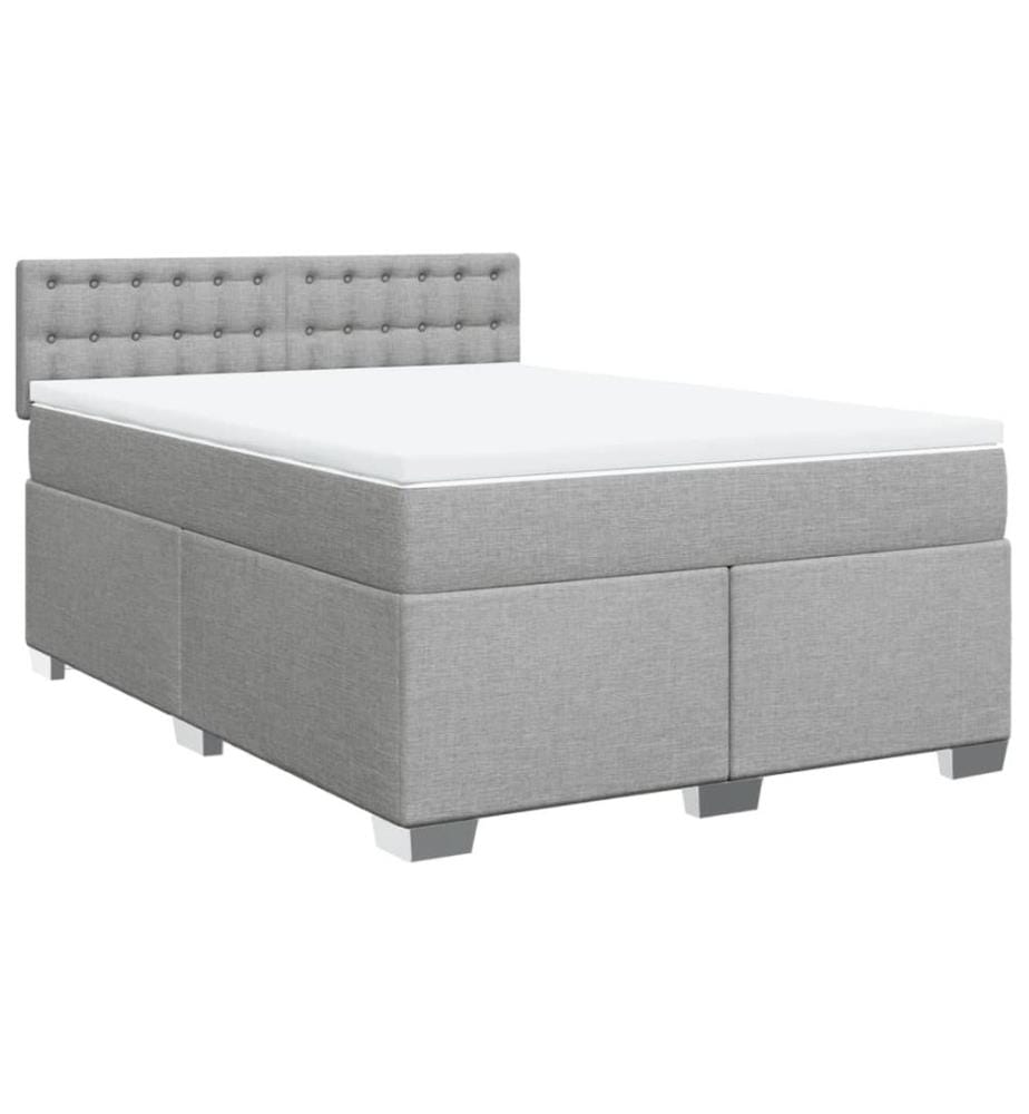 Boxspringbett mit Matratze Hellgrau 160x200 cm Stoff