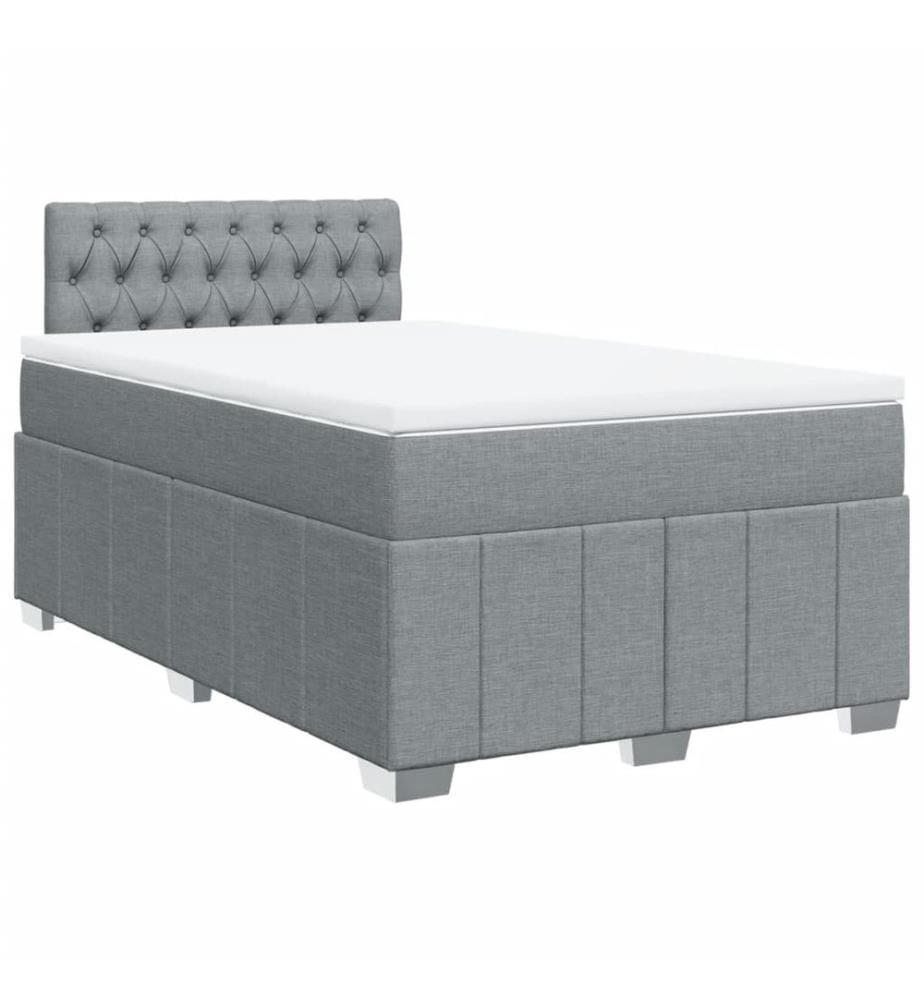Boxspringbett mit Matratze Hellgrau 120x190 cm Stoff