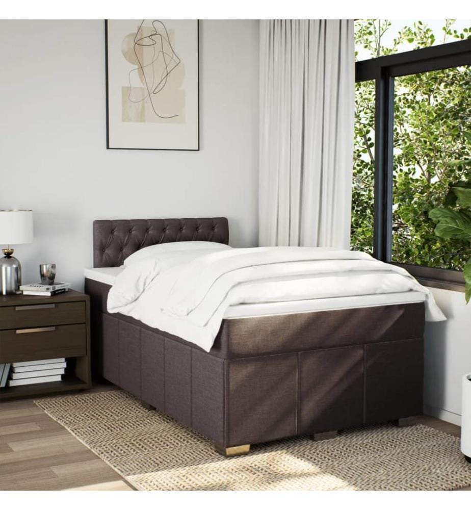 Boxspringbett mit Matratze Dunkelbraun 120x190 cm Stoff