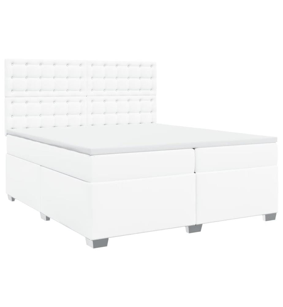 Boxspringbett mit Matratze Weiss 200x200 cm Kunstleder