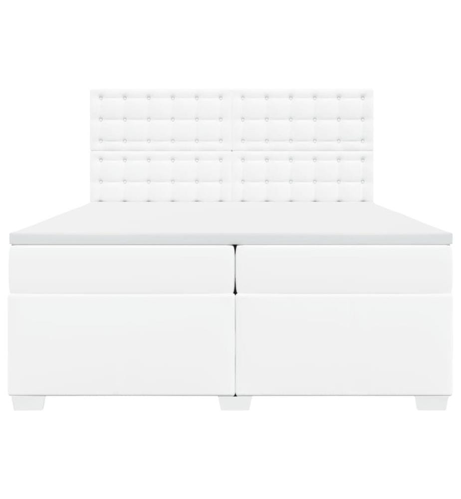 Boxspringbett mit Matratze Weiss 200x200 cm Kunstleder