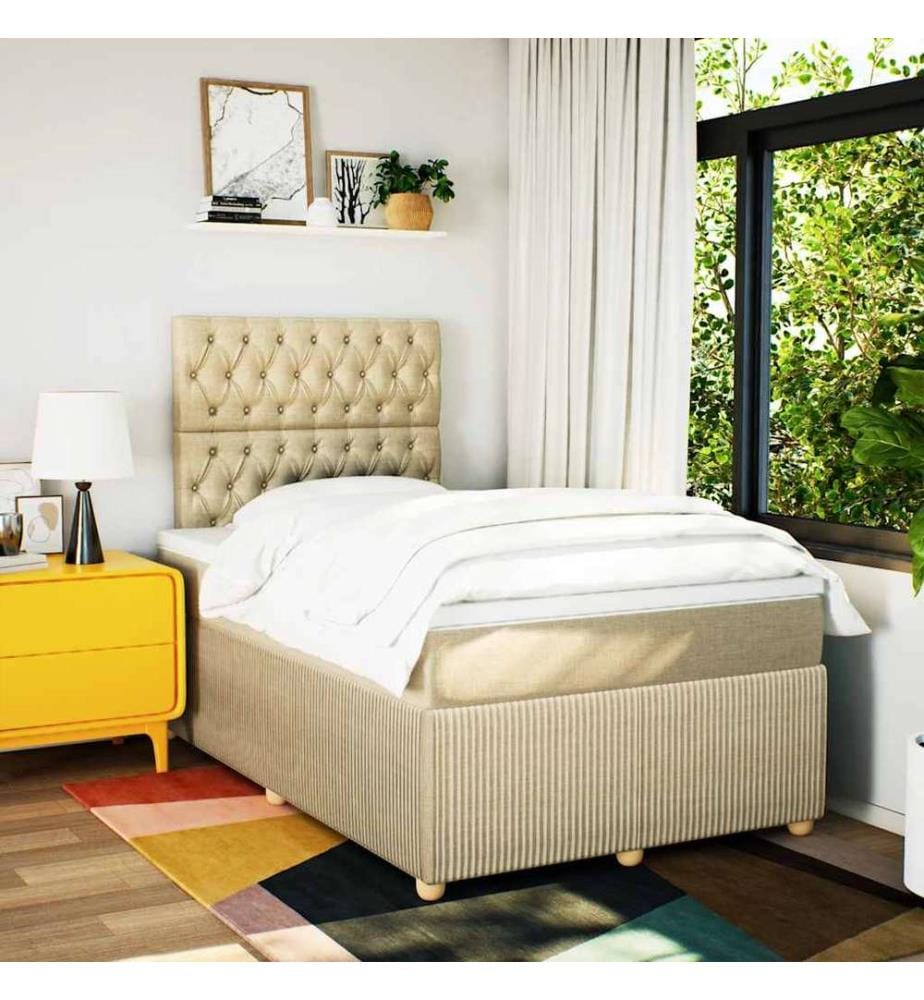Boxspringbett mit Matratze Creme 120x190 cm Stoff