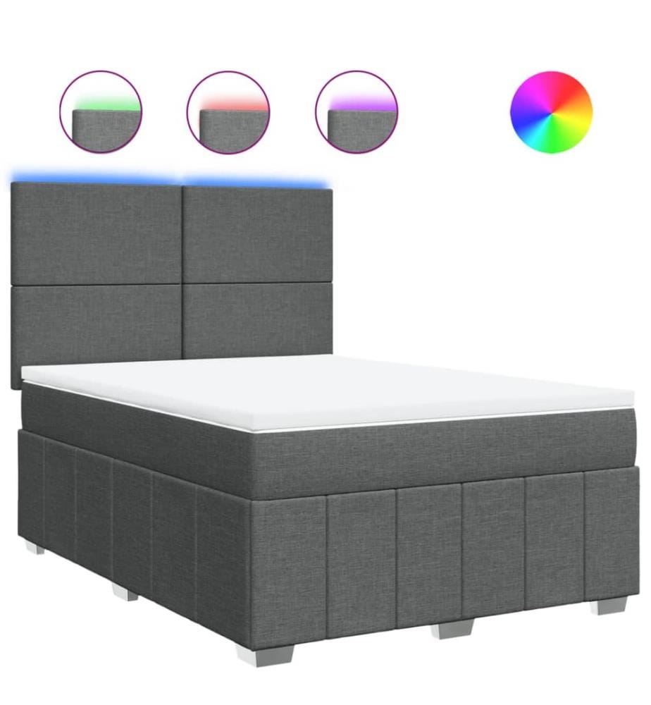 Boxspringbett mit Matratze Dunkelgrau 160x200 cm Stoff