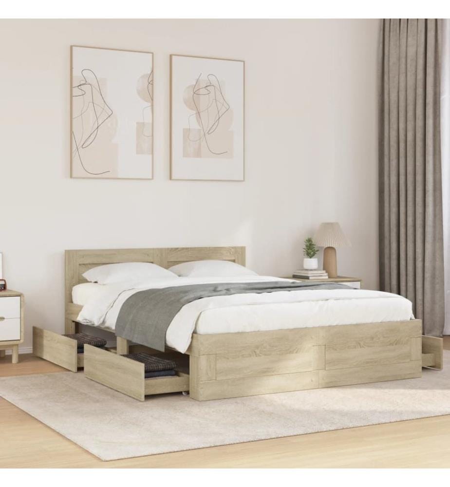 Bettgestell mit Kopfteil Sonoma-Eiche 120x200 cm Holzwerkstoff
