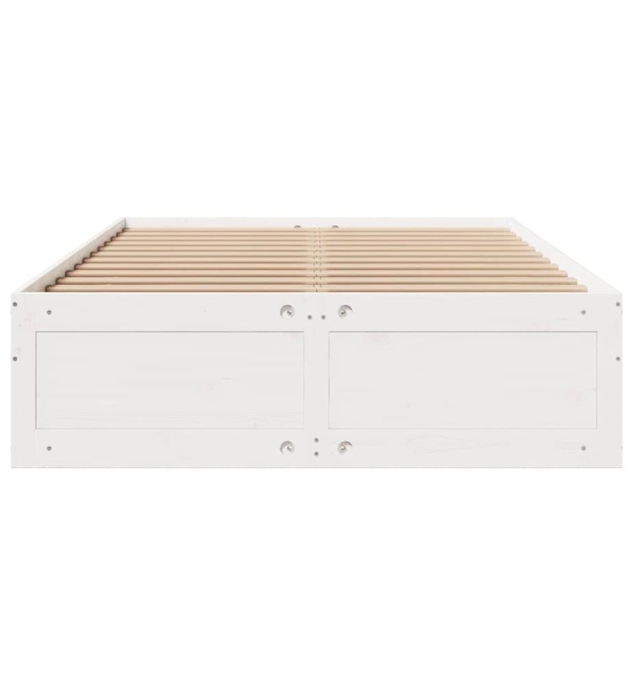 Cadre de lit sans matelas avec tiroirs blanc 160x200cm bois pin