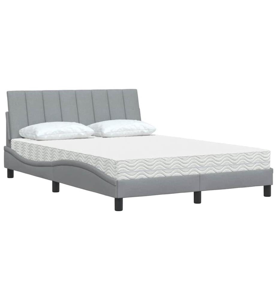 Bett mit Matratze "Hanko" Hellgrau 120x200 cm Stoff
