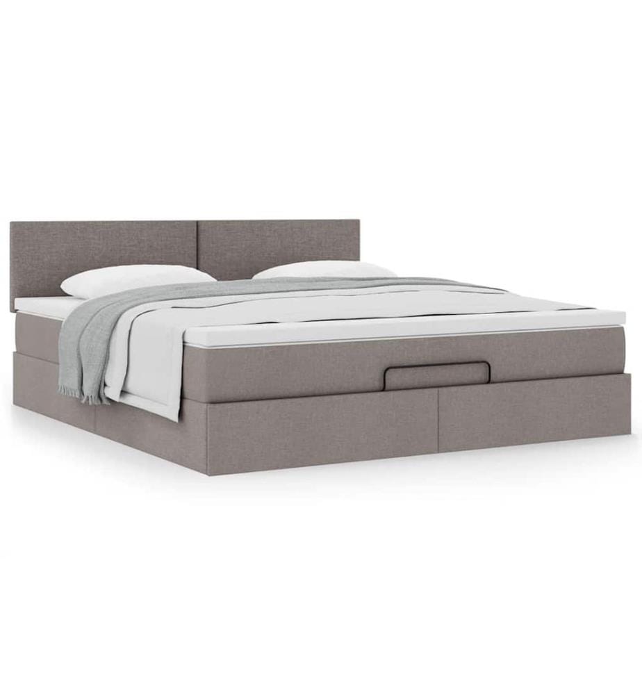 Ottoman-Bett mit Matratze Taupe 160x200 cm Stoff