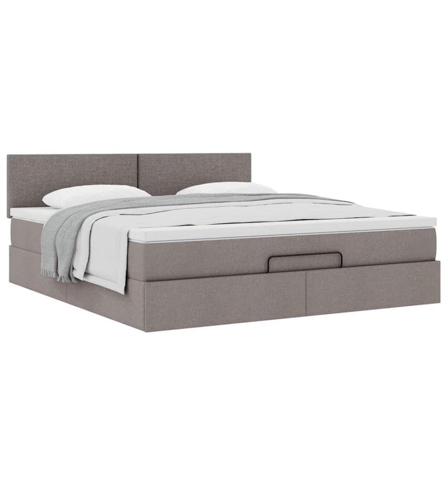 Ottoman-Bett mit Matratze Taupe 160x200 cm Stoff
