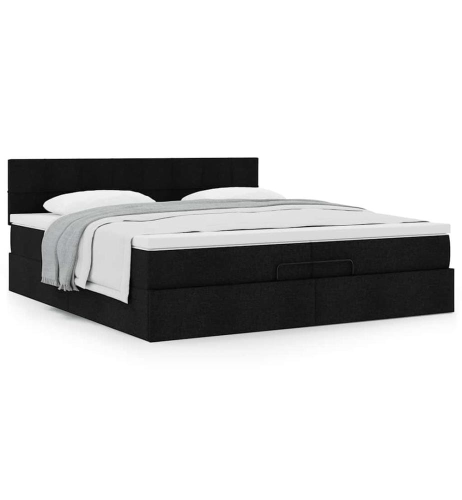 Ottoman-Bett mit Matratze Schwarz 200x200 cm Stoff