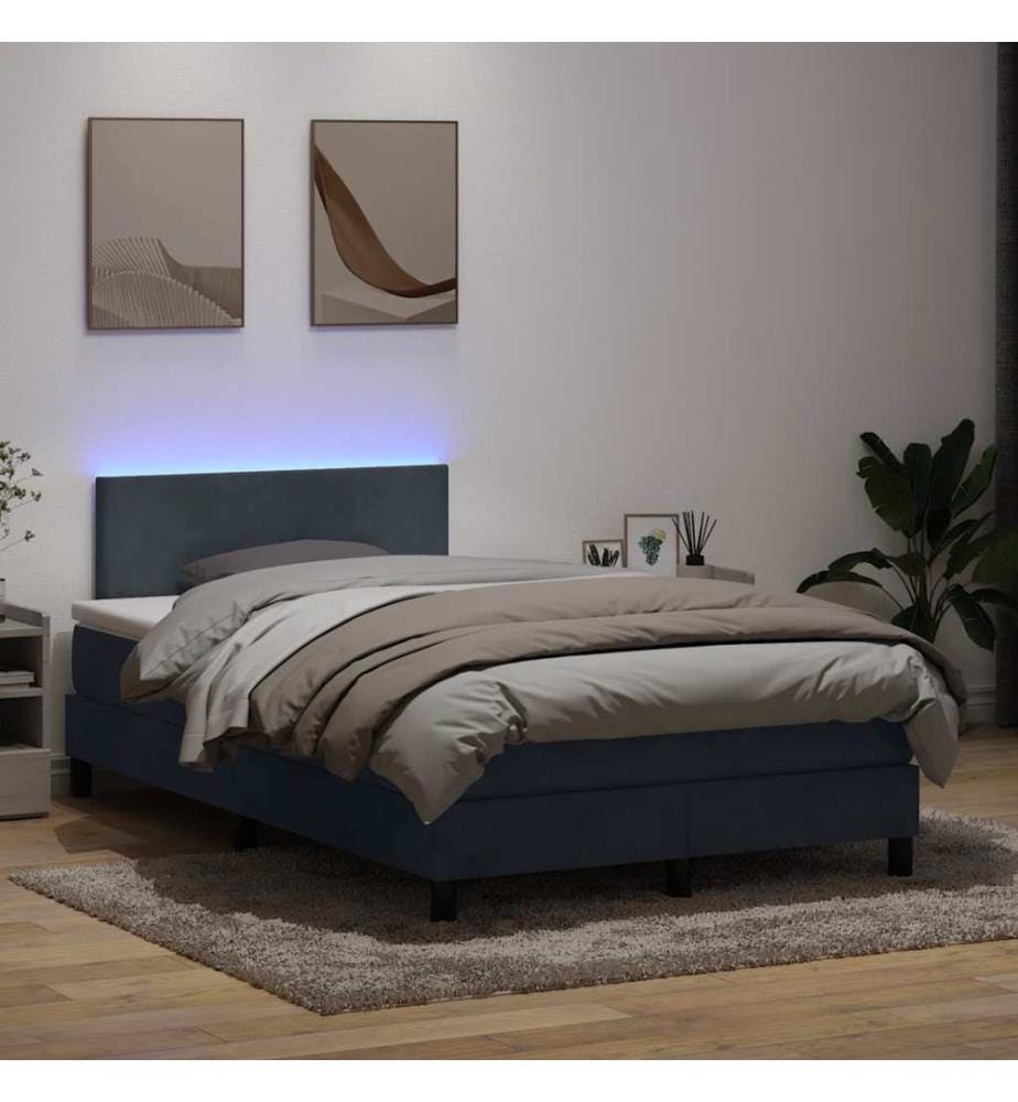 Boxspringbett mit Matratze & LED Dunkelgrau 120x210 cm Samt