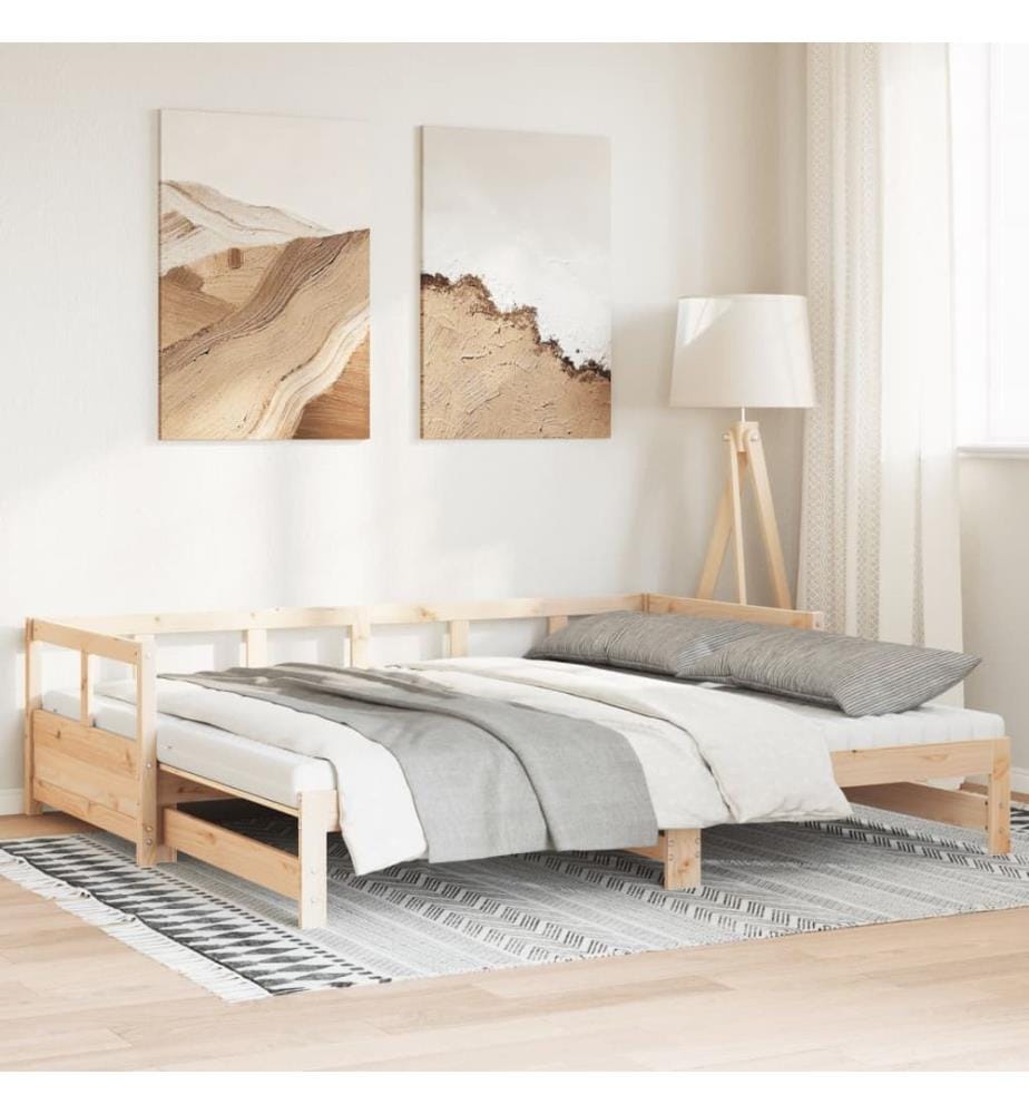 Lit de jour et lit gigogne et matelas 80x200 cm bois pin massif