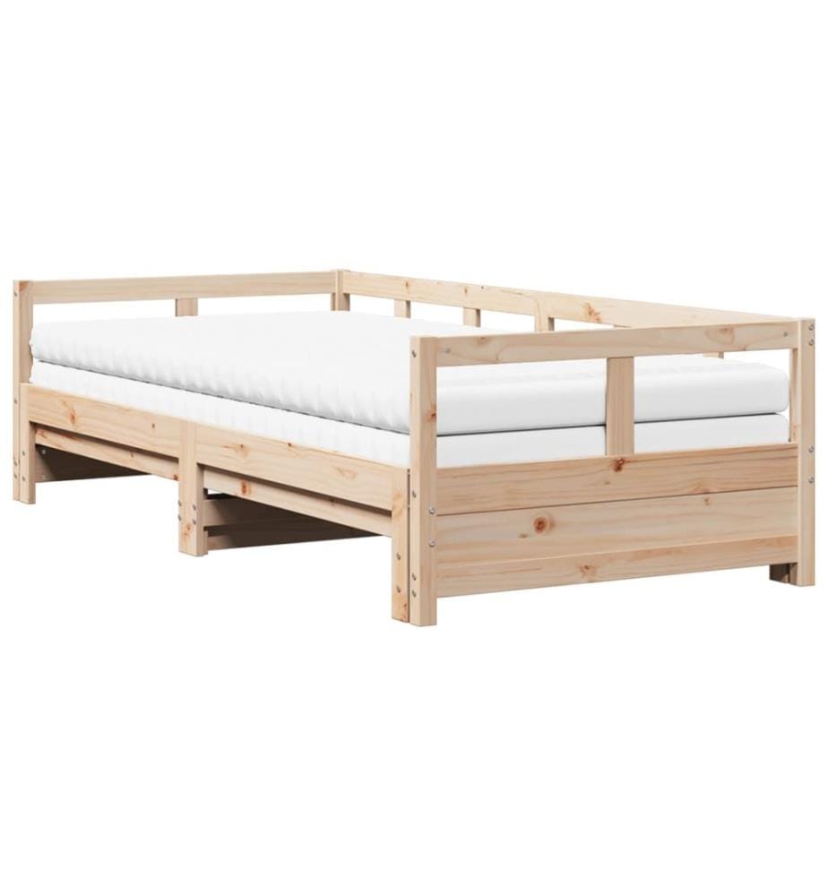 Lit de jour et lit gigogne et matelas 80x200 cm bois pin massif