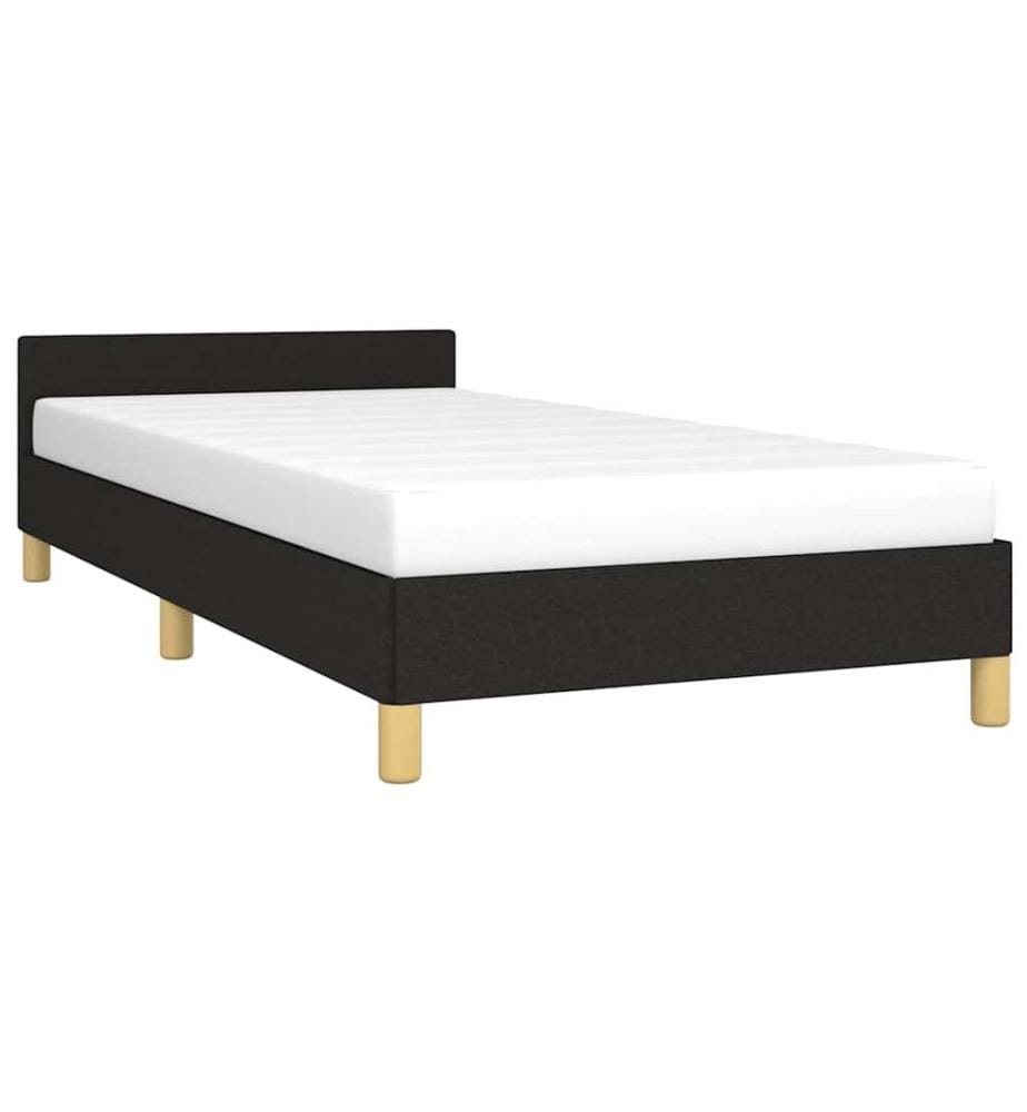 Bettgestell mit Kopfteil ohne Matratze Schwarz 80x200 cm Stoff