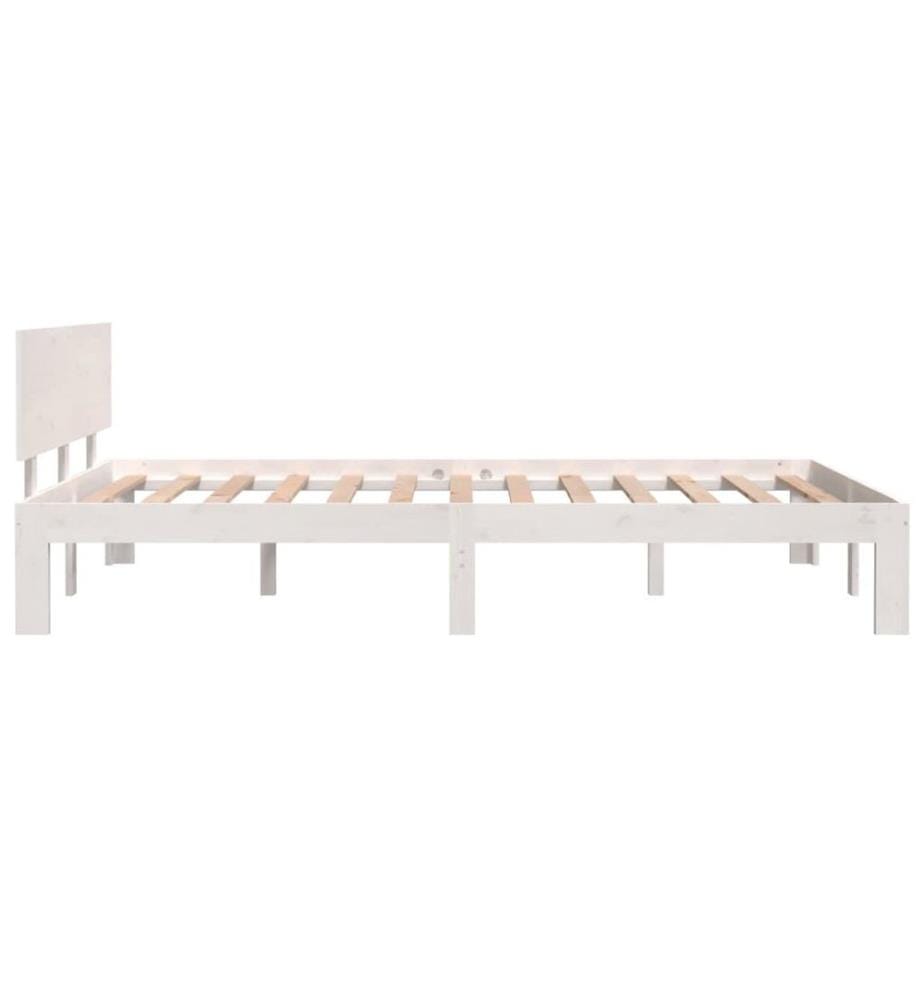 Cadre de lit sans matelas blanc bois de pin massif 120x200 cm