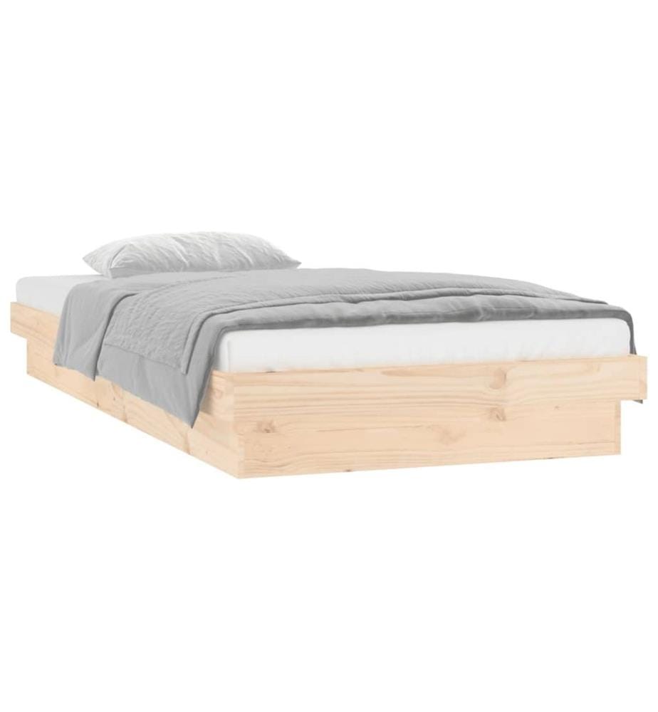 Cadre de lit à LED sans matelas 90x200 cm bois massif