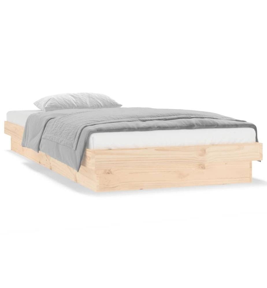 Cadre de lit à LED sans matelas 90x200 cm bois massif