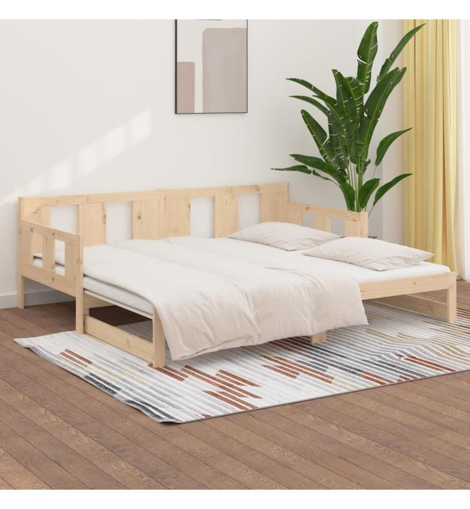Lit coulissant sans matelas bois de pin solide 2x(80x200) cm