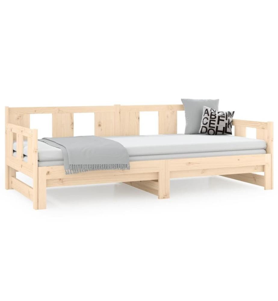 Lit coulissant sans matelas bois de pin solide 2x(80x200) cm