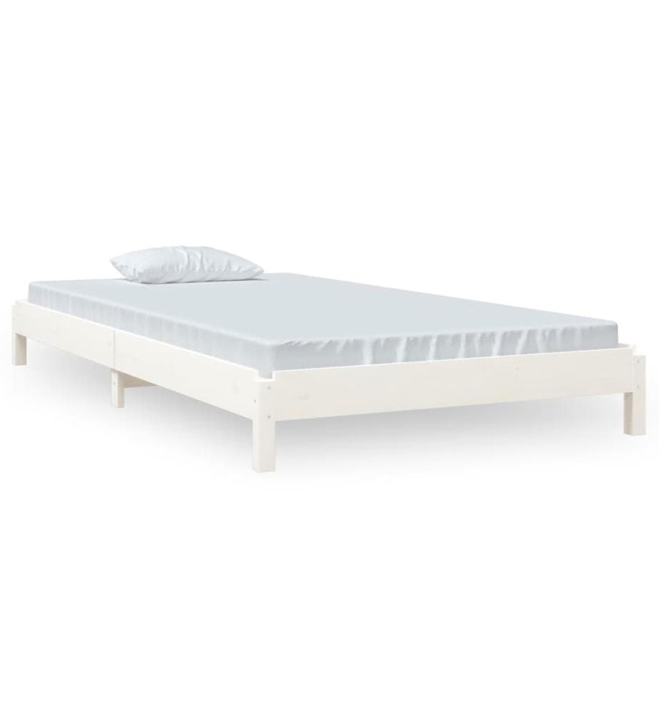 Lit empilable sans matelas blanc 90x200 cm bois de pin massif
