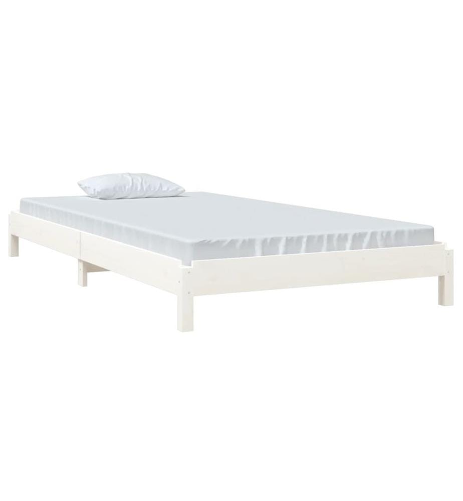 Lit empilable sans matelas blanc 90x200 cm bois de pin massif