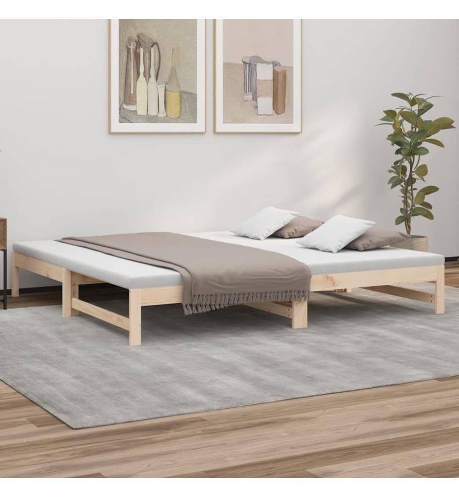 Lit coulissant sans matelas 2x(90x200) cm Bois de pin massif