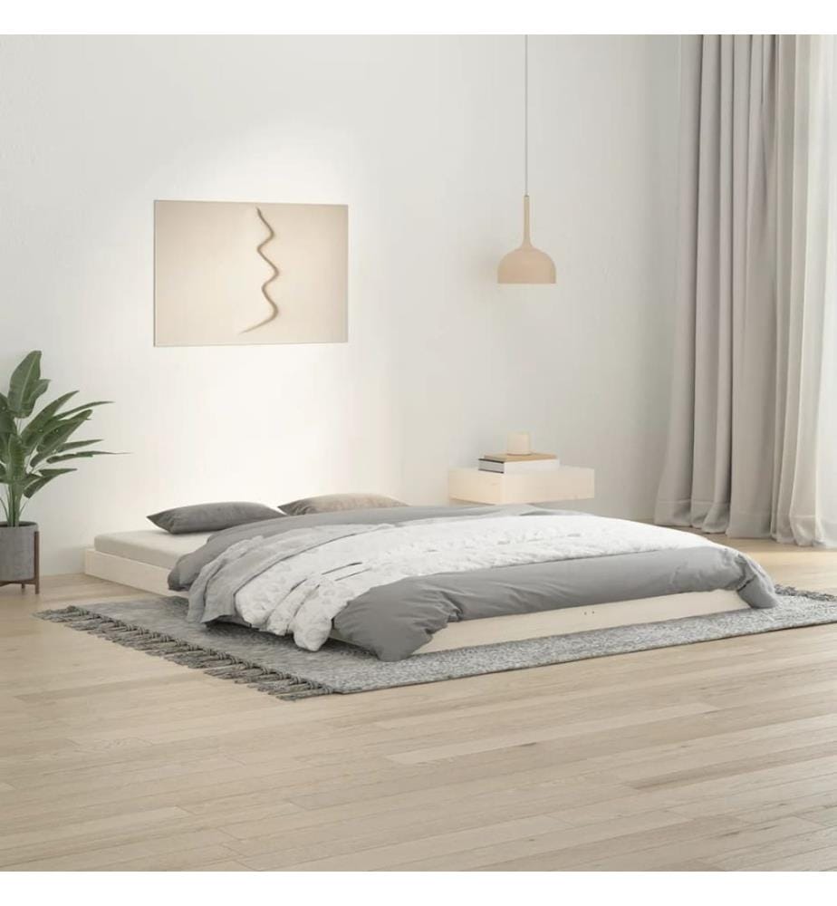 Cadre de lit sans matelas blanc 140x200 cm bois de pin massif