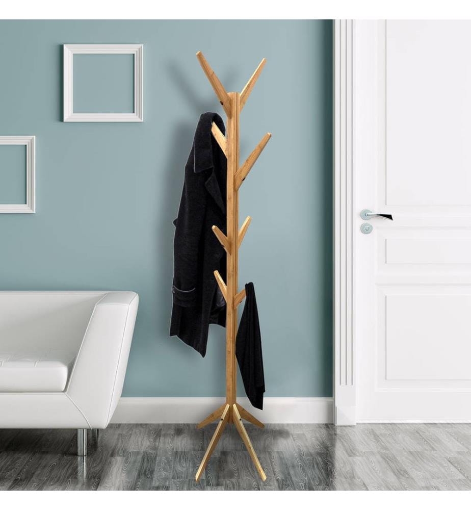 Porte-manteau Autonome – Arbre à Manteaux En Bois Avec Design Multi-crochets, Organiseur D'entrée Peu Encombrant | Porte-manteau Robuste, Porte-manteau Moderne Pour Couloir, Porte-chapeau Et Veste