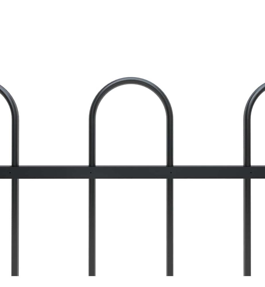 Gartenzaun mit Rundbogen Stahl 181 x 80 cm Schwarz