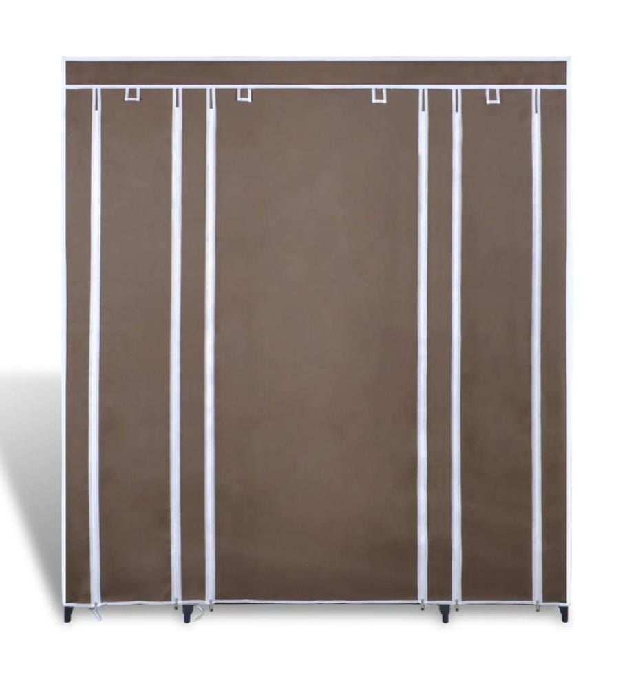 Stoffschrank mit Fächern und Stangen 45×150×176 cm Braun