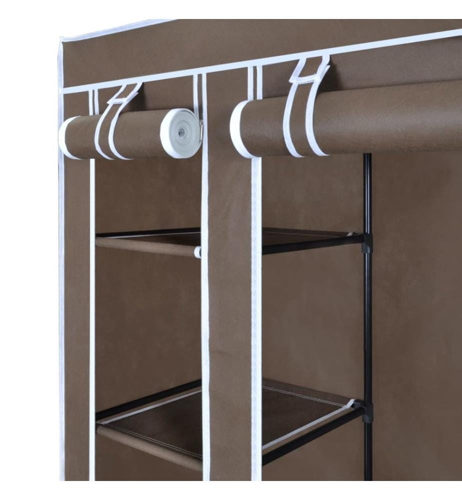 Stoffschrank mit Fächern und Stangen 45×150×176 cm Braun