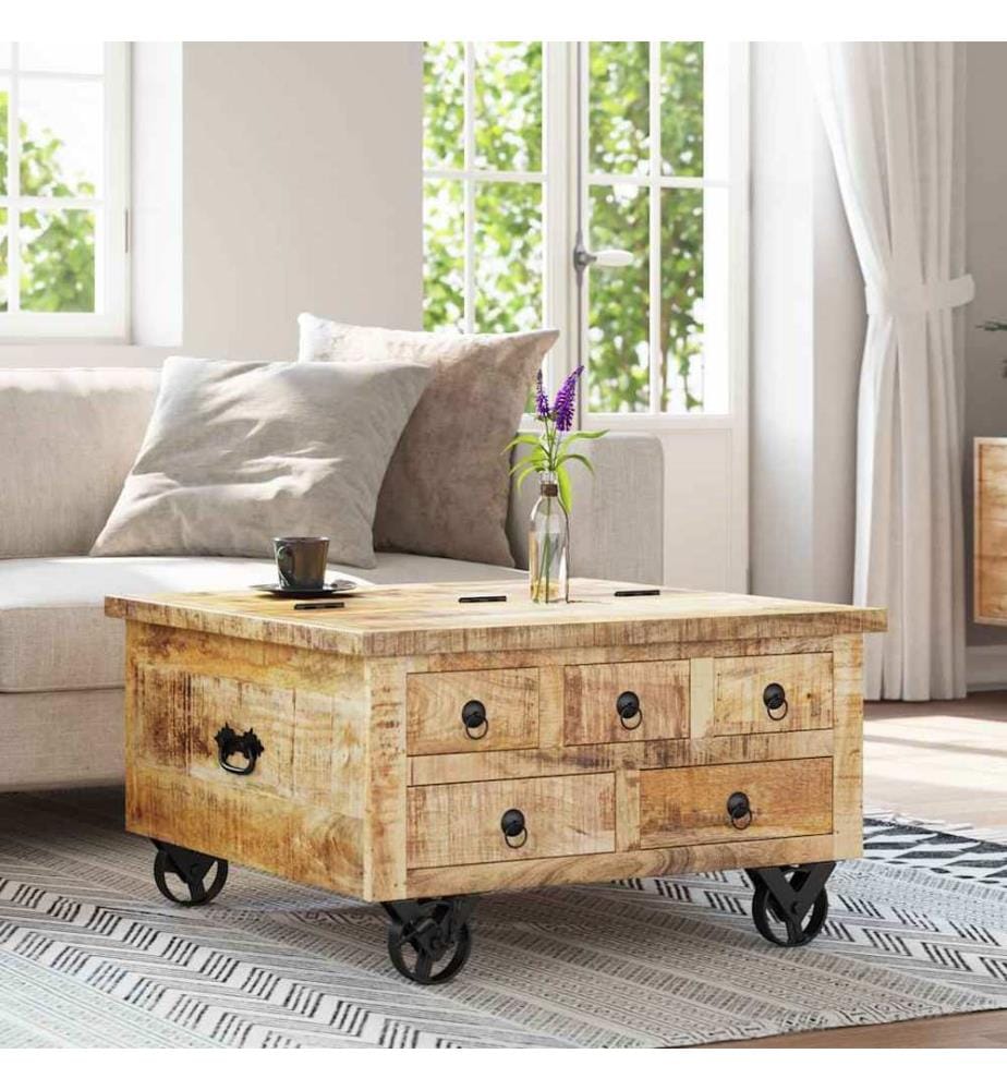 Couchtisch Raues Mangoholz 70x70x40 cm