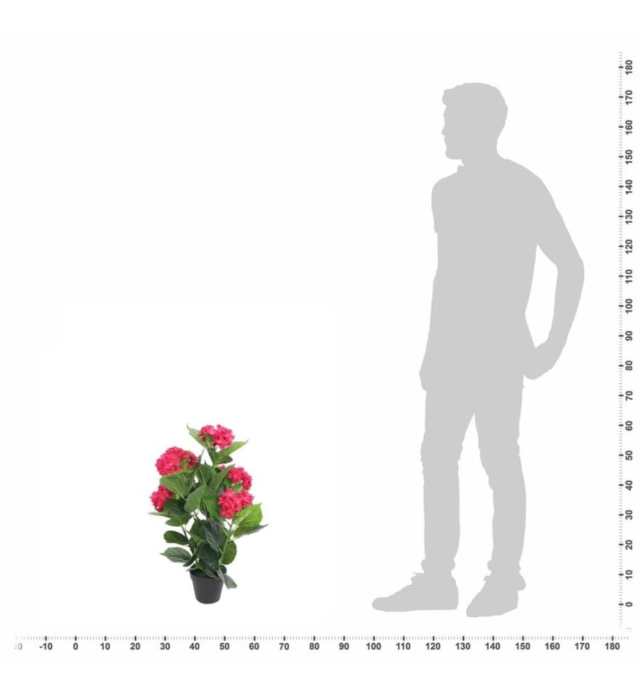 Künstliche Hortensie mit Topf 60 cm Rot