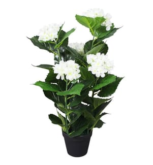 Künstliche Hortensie mit Topf 60 cm Weiss