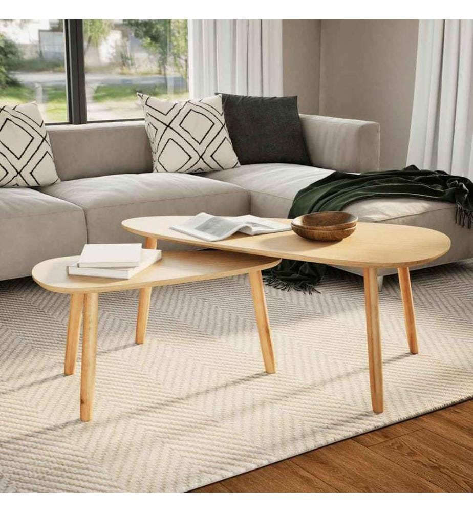Ensemble de tables basses 2 pcs Bois de pin massif Marron