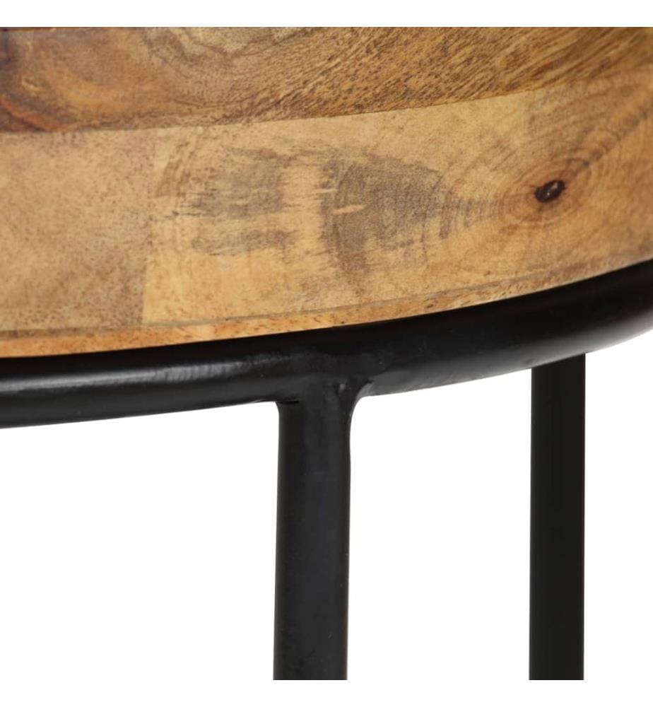 Table basse Bois de manguier massif et acier 50x40 cm