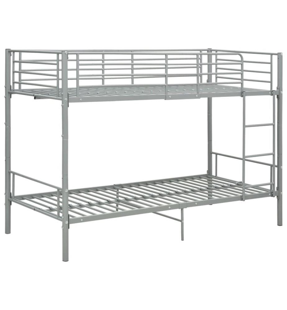 Lit superposé sans matelas gris métal 90x200 cm
