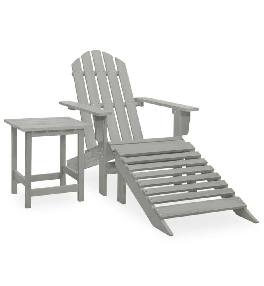 Adirondack-Gartenstuhl mit Fussstütze & Tisch Tannenholz Grau
