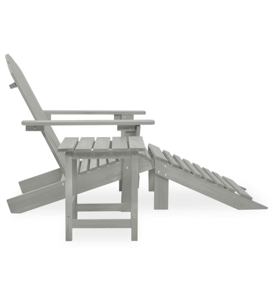 Adirondack-Gartenstuhl mit Fussstütze & Tisch Tannenholz Grau