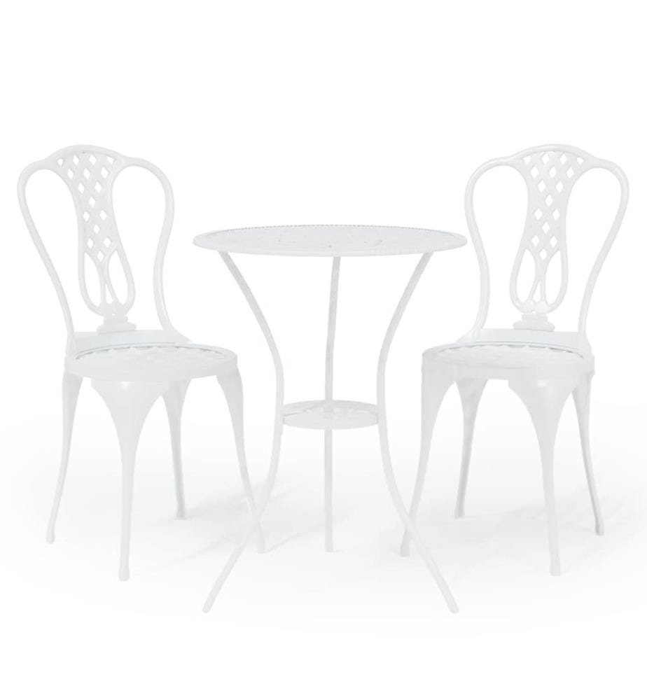 3-tlg. Bistro-Set Aluminiumguss Weiss