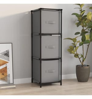 Lagerschrank mit 3 Stoff-Schubladen Grau 34x34x101 cm Stahl