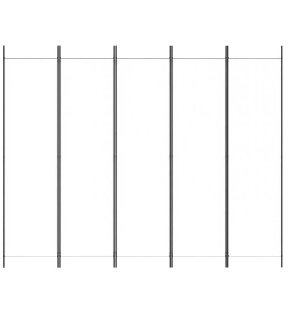 Cloison de séparation 5 panneaux Blanc 250x200 cm Tissu