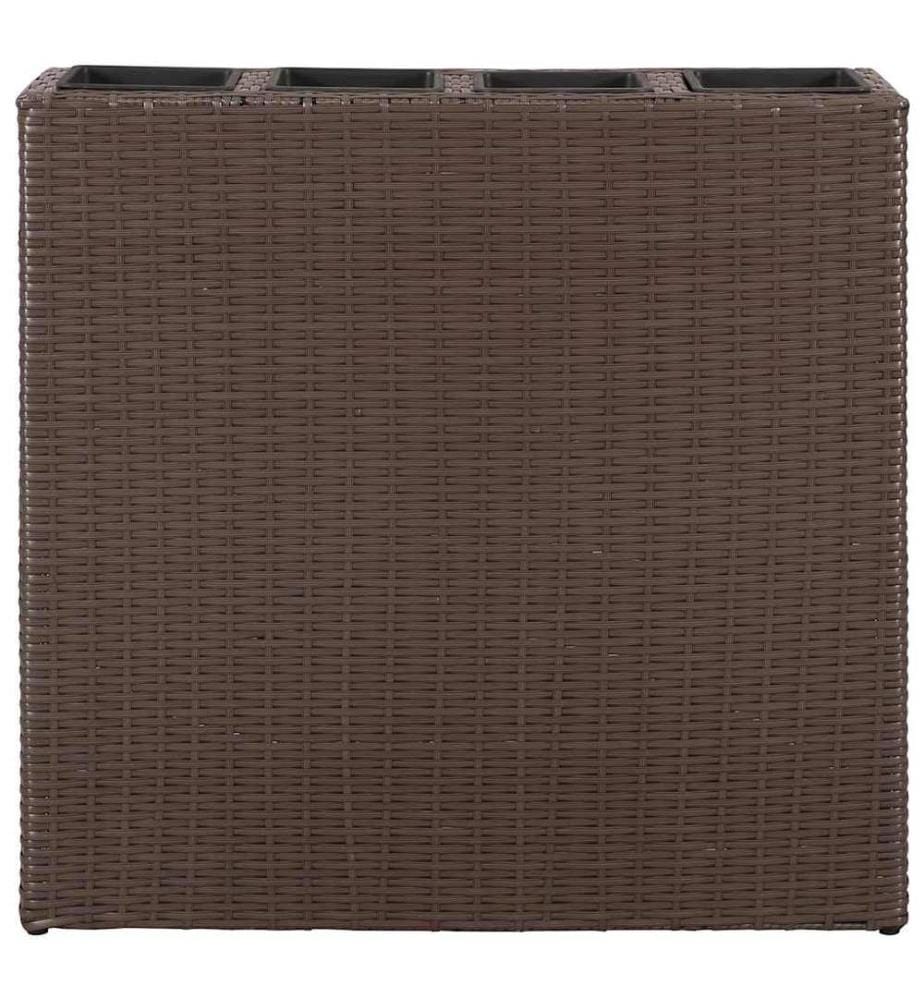 Garten-Hochbeet mit 4 Töpfen Poly Rattan Braun