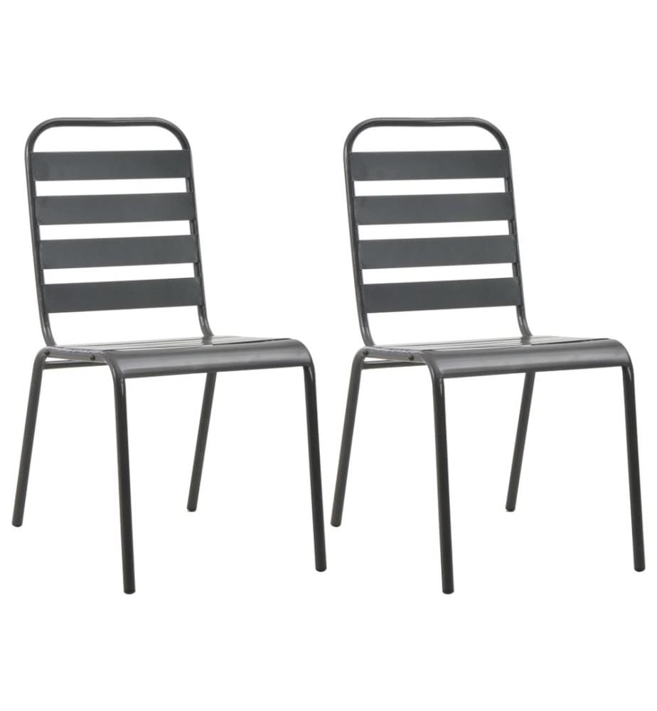 Stapelbare Gartenstühle 2 Stk. Stahl Grau