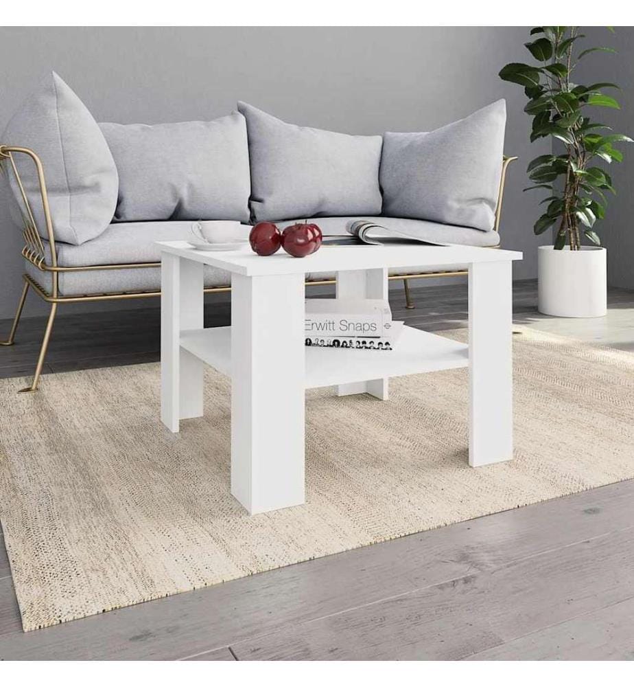 Table basse Blanc 60x60x42 cm Bois d'ingénierie