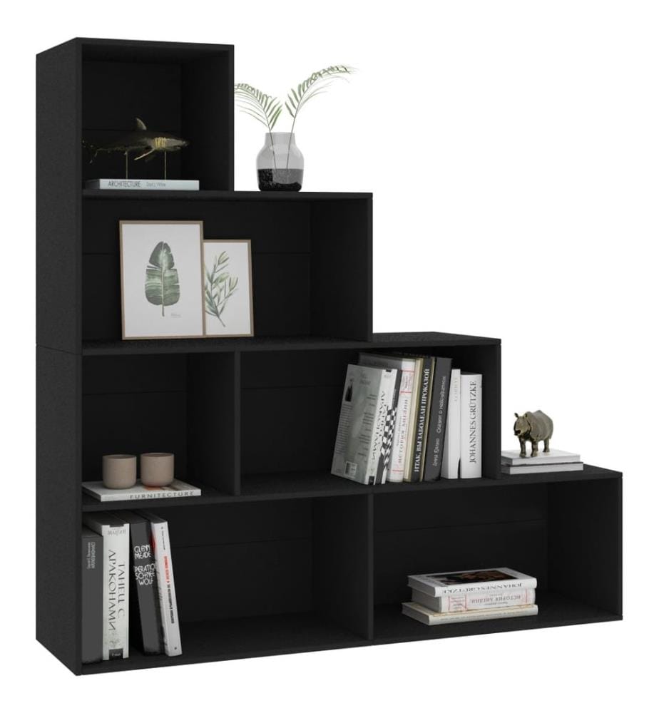 Bücherregal/Raumteiler Schwarz 155x24x160 cm Holzwerkstoff