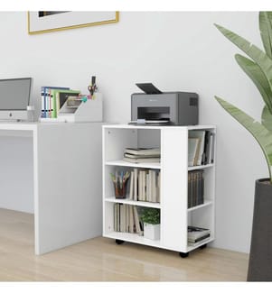 Armoire à roulettes Blanc 60x35x75 cm Bois d'ingénierie