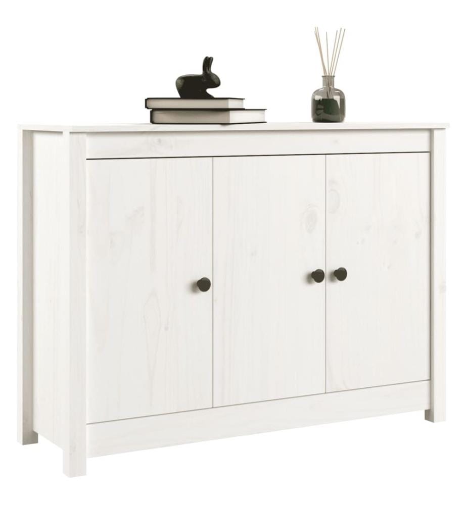 Buffet Blanc 100x35x74 cm Bois massif de pin