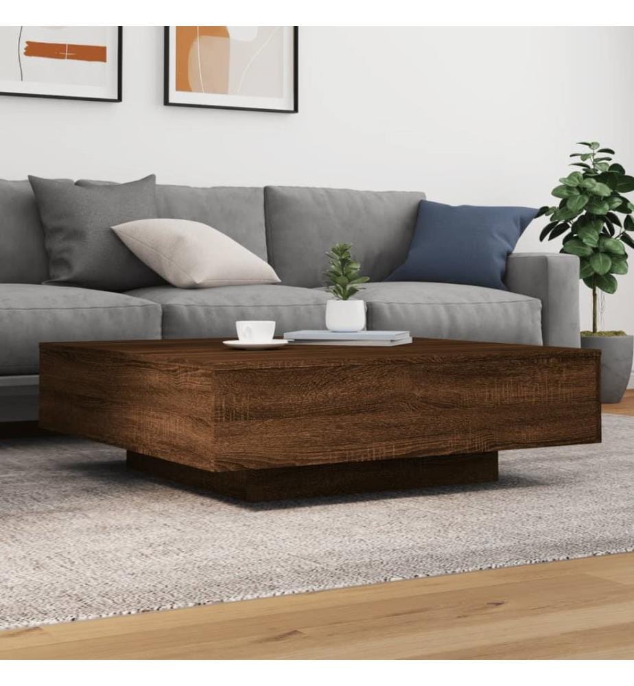 Table basse chêne marron 100x100x31 cm bois d'ingénierie